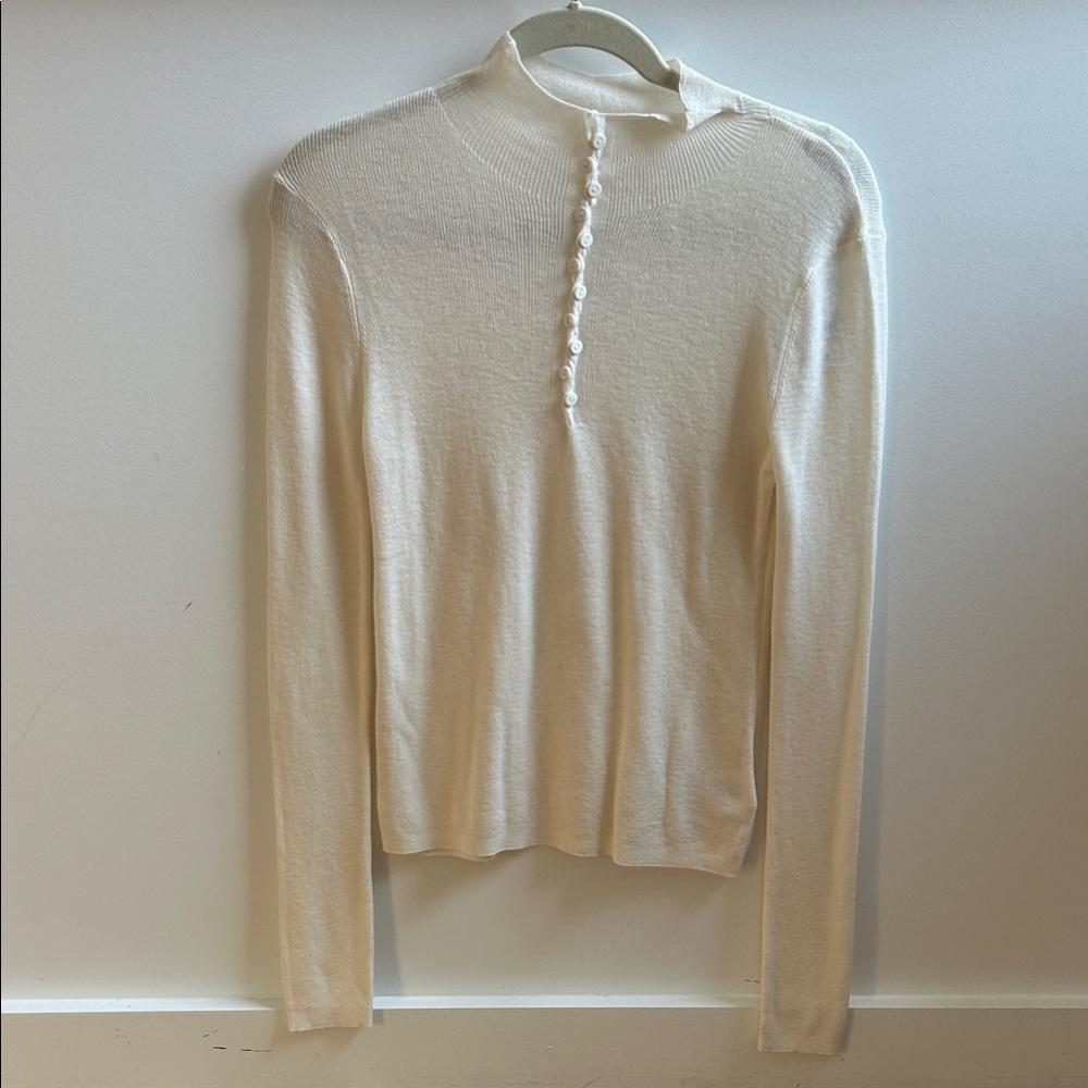 Favorite Daughter Women's Cream Long-Sleeve Button-Front Knit Top